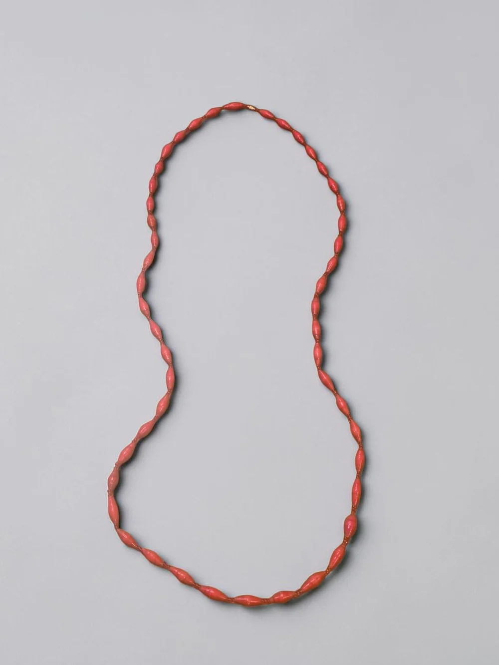 Handmade Red Rolled Paper Bead Long Strand Necklace - Picture 1 of 3